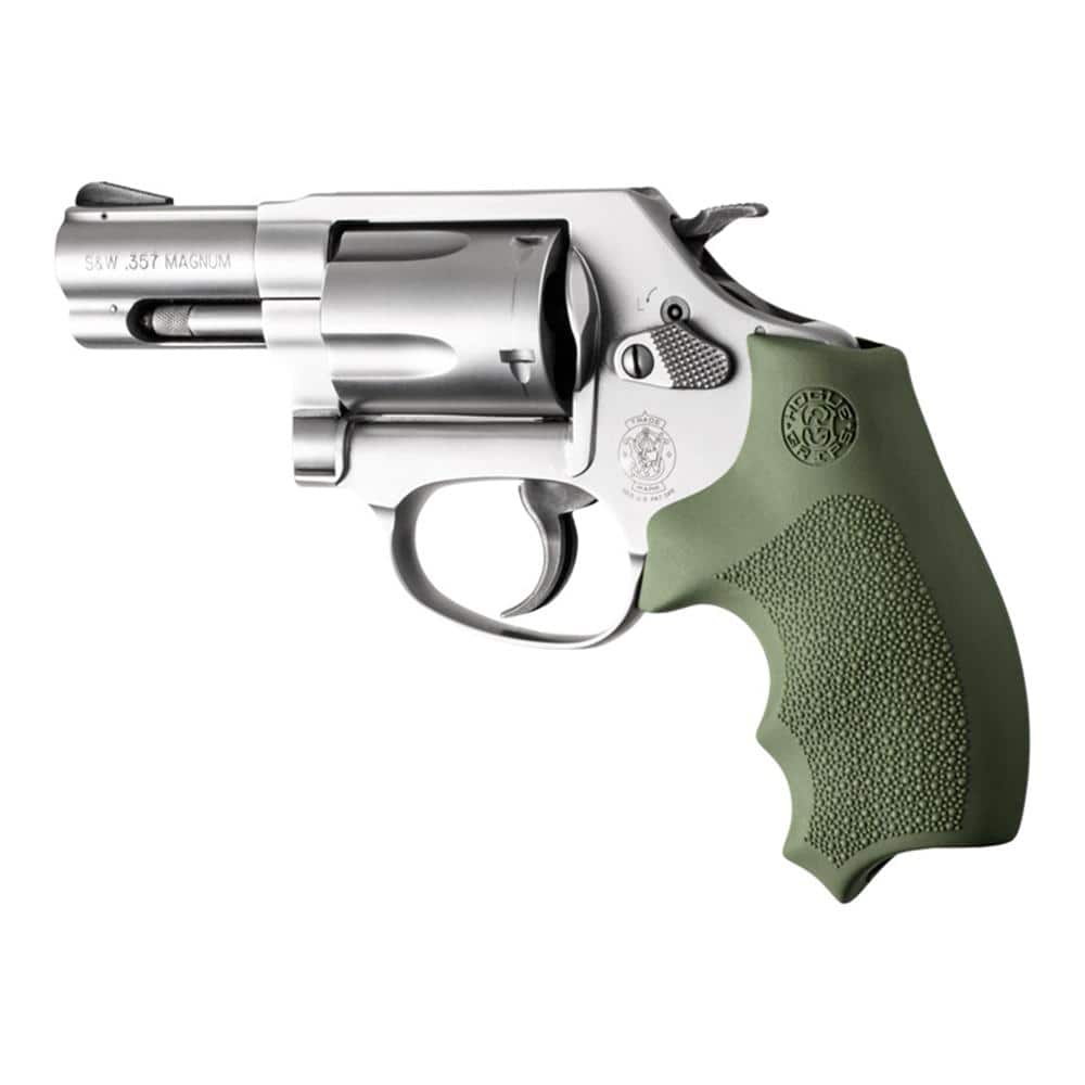 Hogue Overmolded Rubber Bantam Grip Closed Backstrap S&W Round Butt J-Frame Revolvers OD Green
