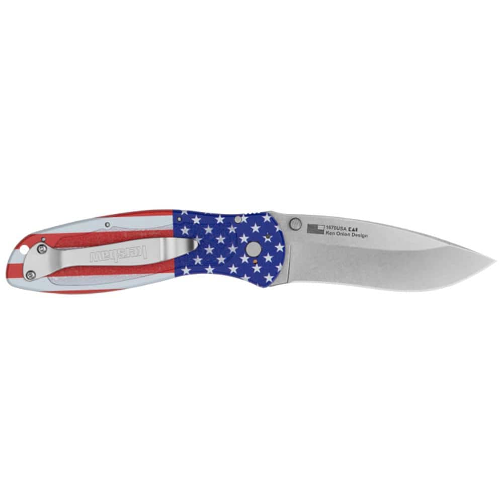 Kershaw Blur Folding Knife 3-2/5" Drop Point Blade USA Flag