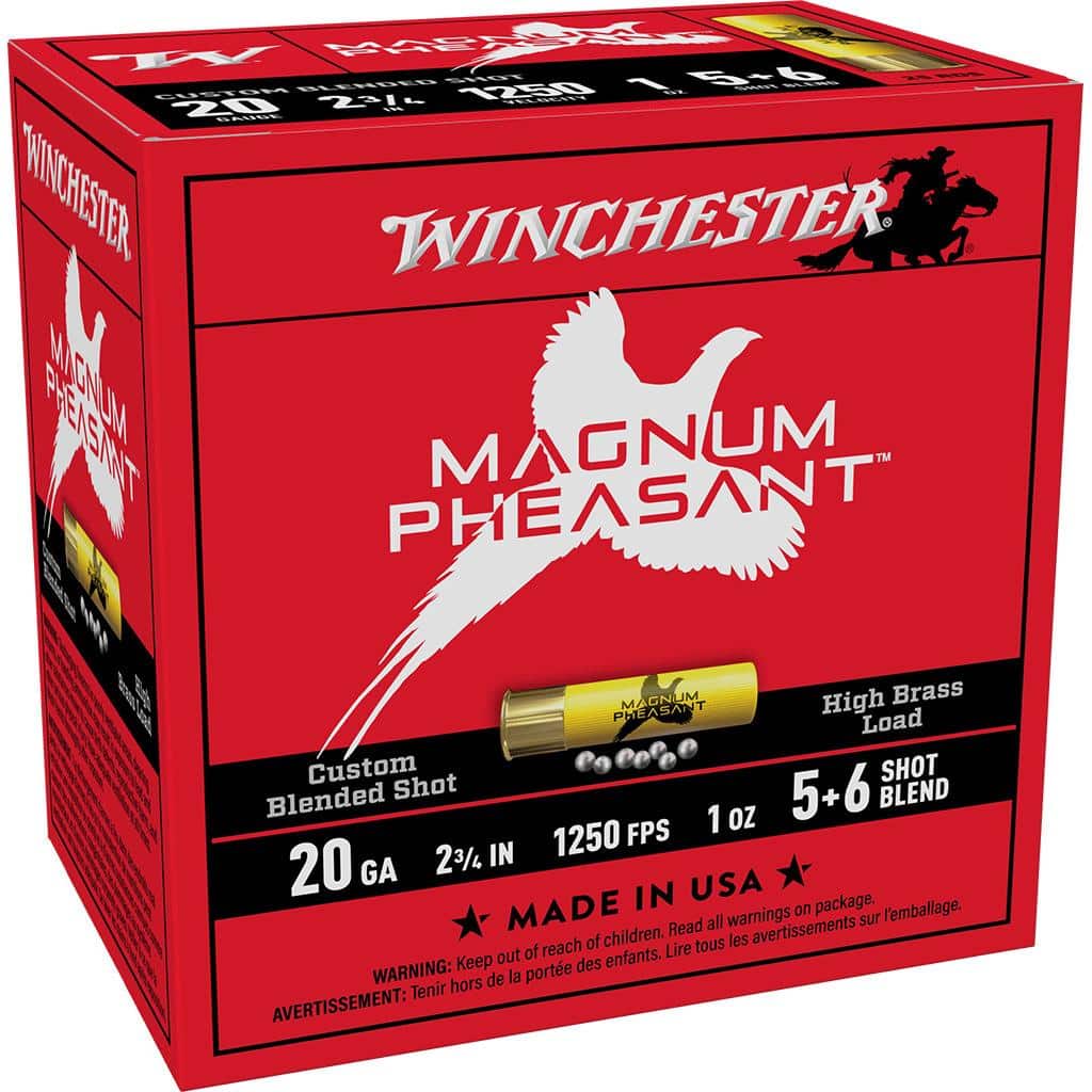 Winchester Magnum Pheasant Shotshells 20ga 2-3/4" 1oz 1250 fps #5&6 25/ct