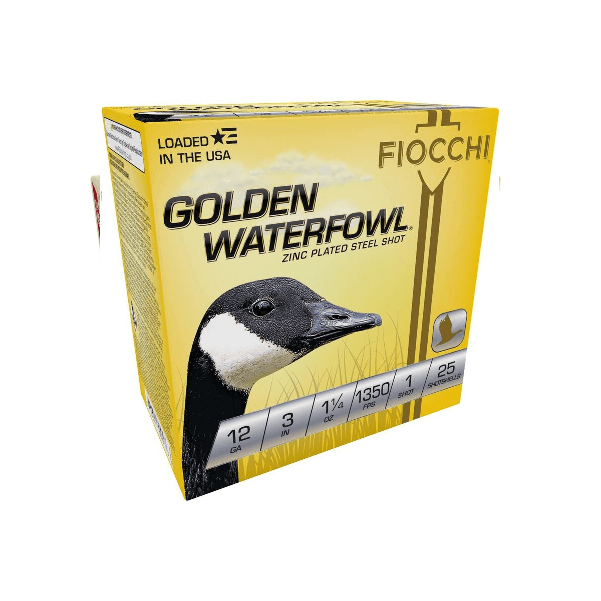 FIOCCHI Golden Waterfowl Shotshells 12ga 3" 1-1/4OZ 1350 fps #1 25/RD