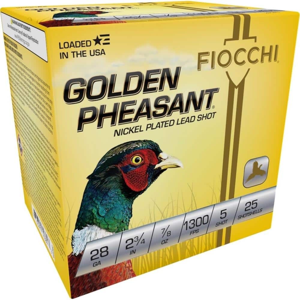 Fiocchi Golden Pheasant Shotshells 28ga 2-3/4" 7/8oz 1300 fps #5 25/ct