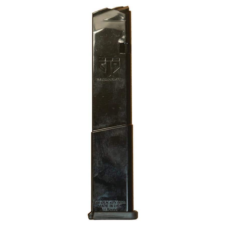 Elite Tactical Systems Handgun Magazine for Glock Model 43X/48 - 9mm Luger 19rds Black Bagged with UPC