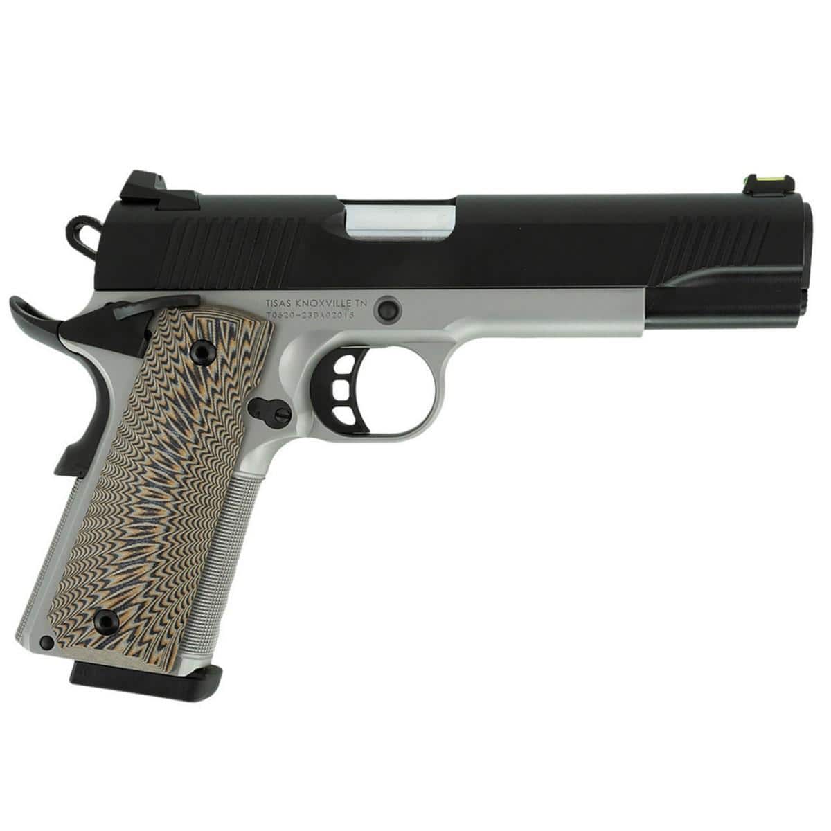 Tisas 1911 D10 10MM 8Rd Magazine 5'' Barrel Stainless Steel Frame Fiber Optic Sight