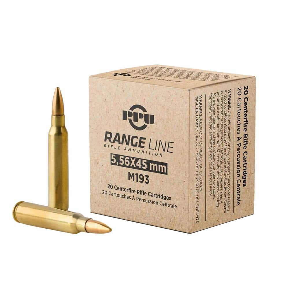 PPU RangeLine Rifle Ammunition 5.56X45 NATO 55gr FMJBT 3240 fps 20/rd