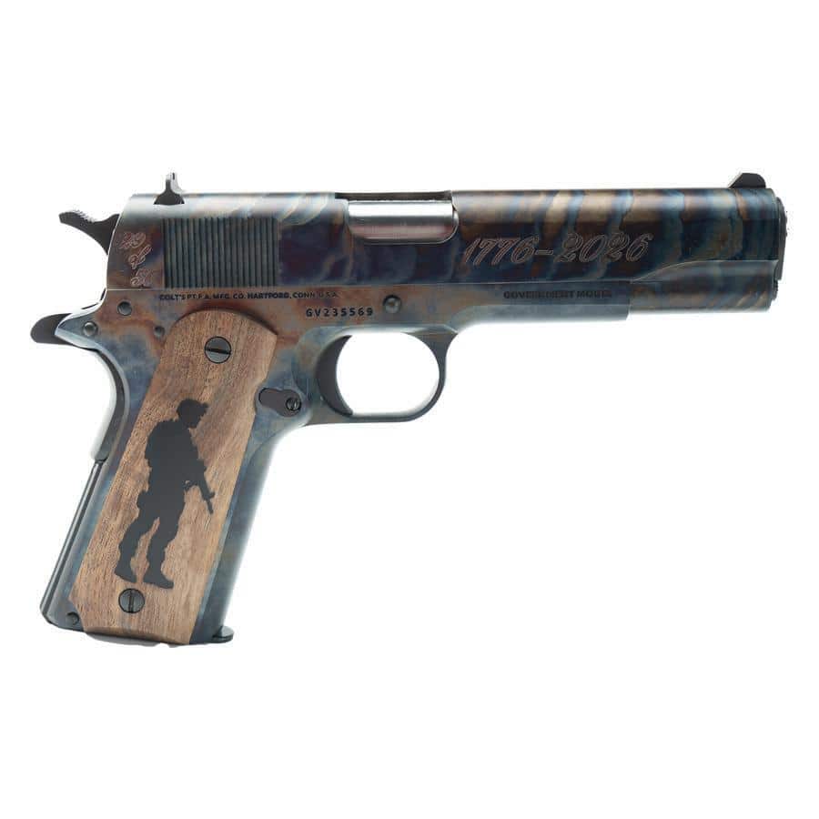 Colt 250 Years of Freedom 1911 Gov't Model Handgun .45 ACP 7rd Magazine 5" Barrel Case Hardened Limited 1/50