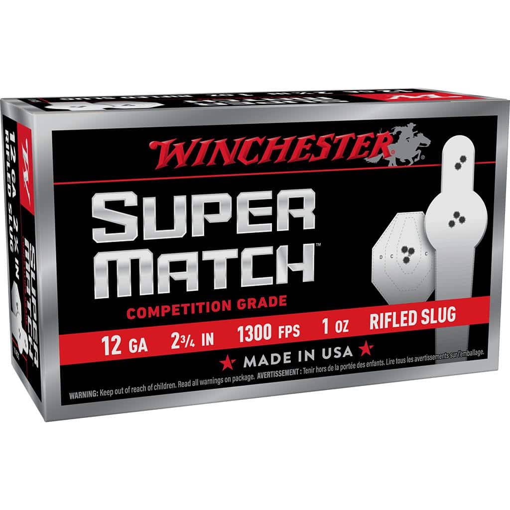 Winchester Super Match Shotshells 12ga 2-3/4" 1oz 1300fps Slug 10/ct