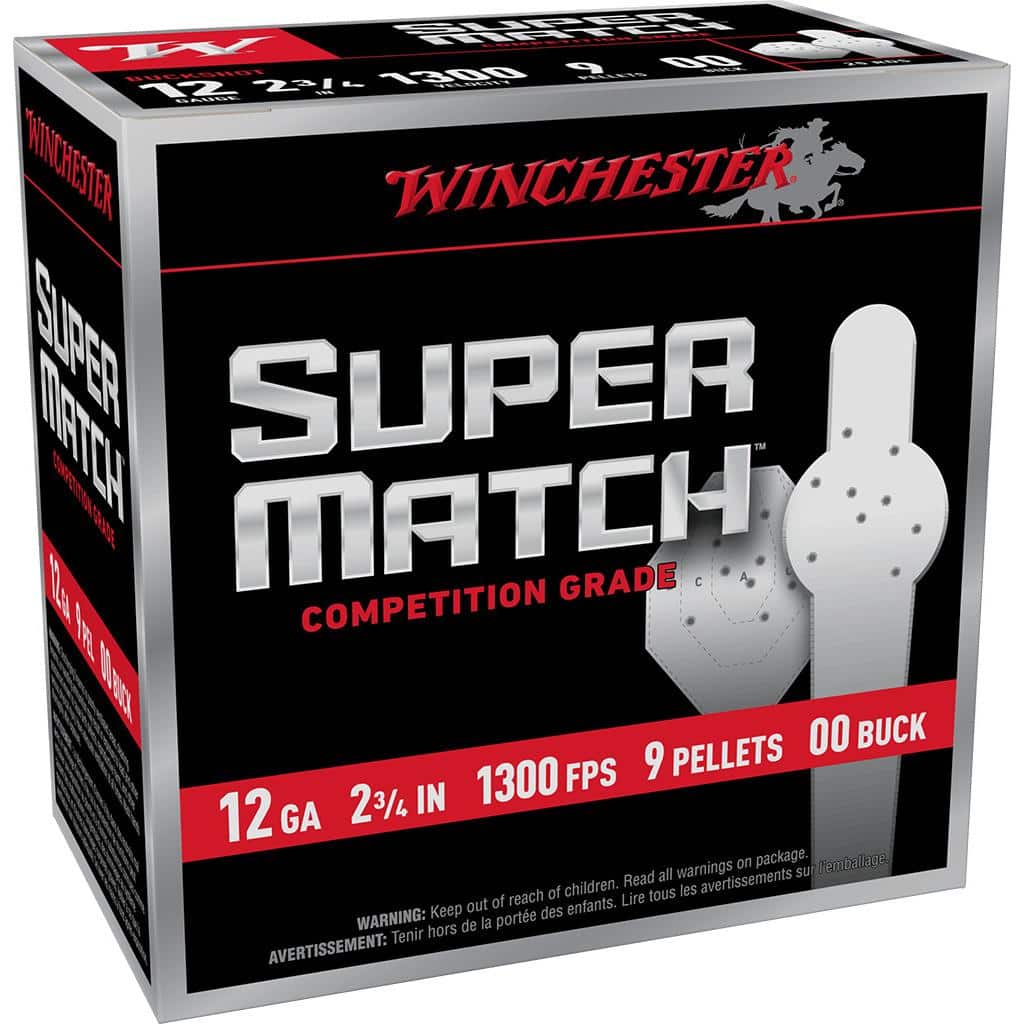 Winchester Super Match Shotshells 12ga 2-3/4" 9Plts 1300 fps #00 25ct