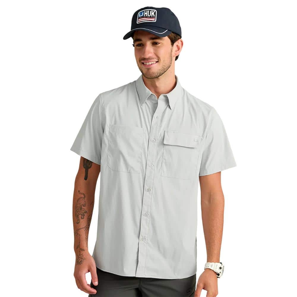 Huk Icon Short Sleeve Button Down Shirt Seagull L