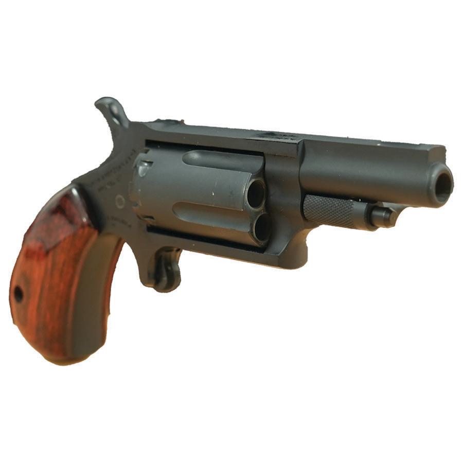 NAA 22M Mini Revolver Handgun .22 Magnum 5rd Capacity 1.625" Barrel Stealth Grey with Rose Grip Picture of North American Arms .22 MAG Stealth Grey Cerakote Checkered Rose Grips