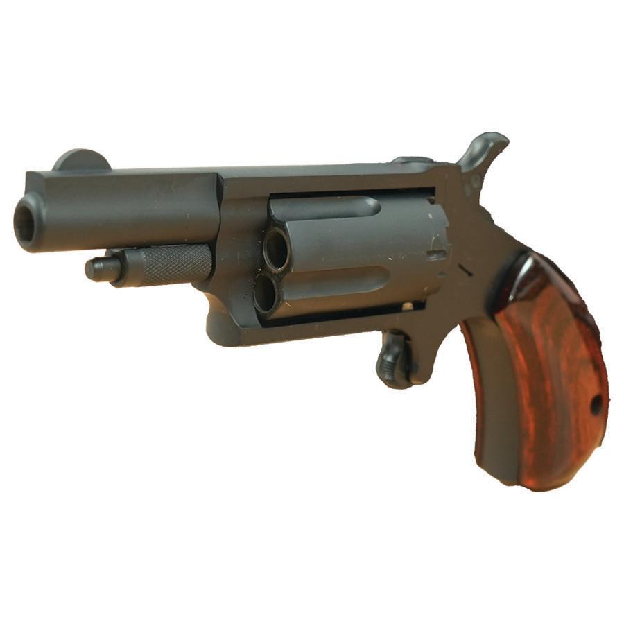 NAA 22M Mini Revolver Handgun .22 Magnum 5rd Capacity 1.625" Barrel Stealth Grey with Rose Grip Picture of North American Arms .22 MAG Stealth Grey Cerakote Checkered Rose Grips