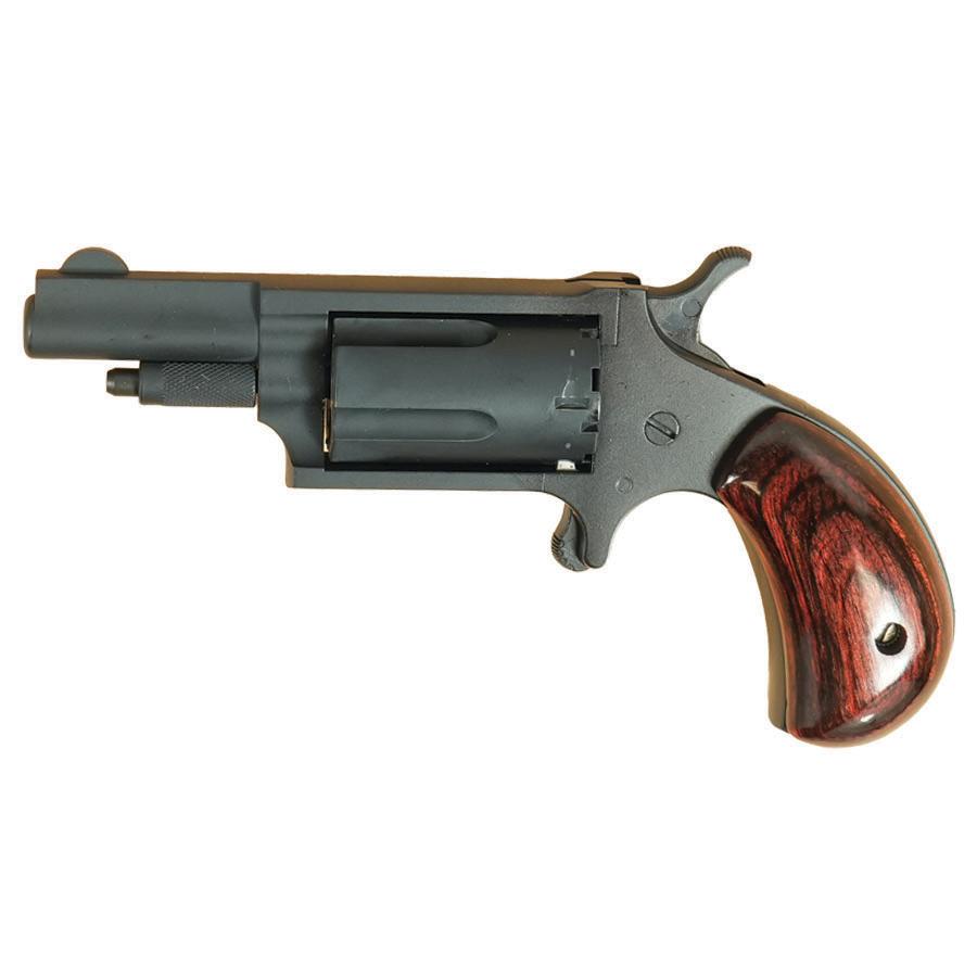 NAA 22M Mini Revolver Handgun .22 Magnum 5rd Capacity 1.625" Barrel Stealth Grey with Rose Grip Picture of North American Arms .22 MAG Stealth Grey Cerakote Checkered Rose Grips