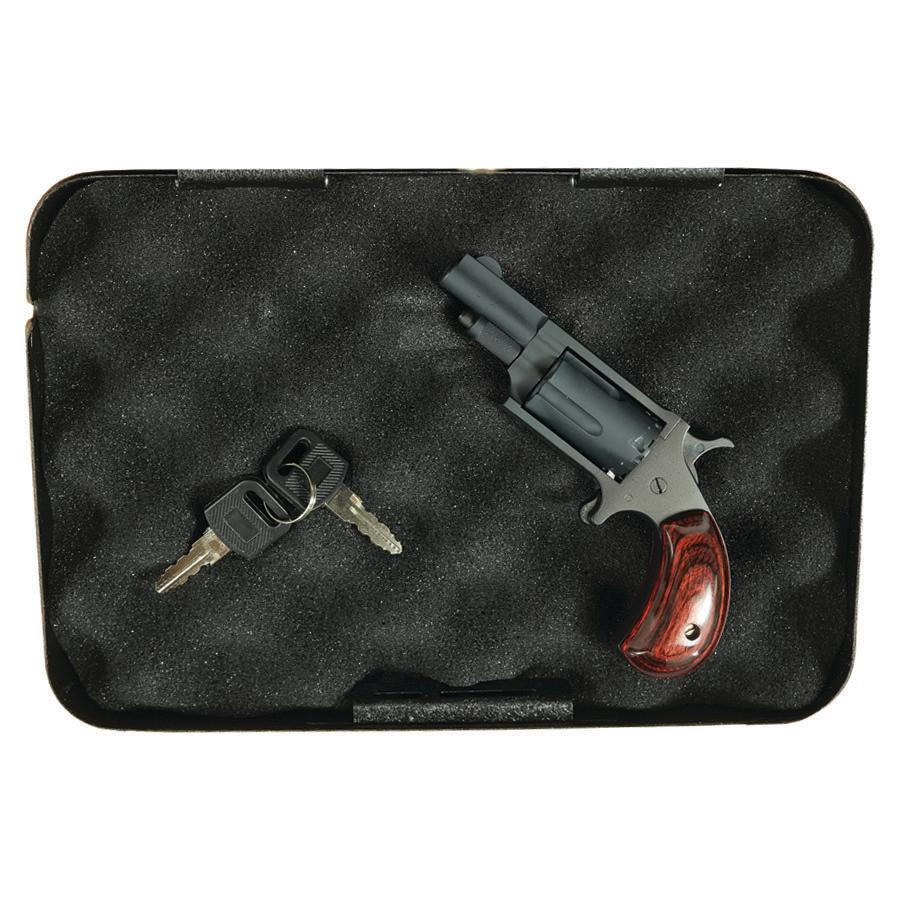 NAA 22M Mini Revolver Handgun .22 Magnum 5rd Capacity 1.625" Barrel Stealth Grey with Rose Grip Picture of North American Arms .22 MAG Stealth Grey Cerakote Checkered Rose Grips