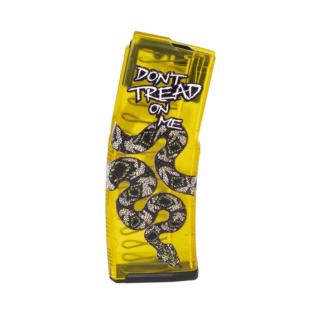Amend2 AR-15 Rifle Magazine Translucent Yellow Don't Tread On Me 5.56x45mm/.223 Rem 30/rd Picture of C&E Innovations DBA Amend2 Amend2 AR-15 5.56x45/223 Rem Mod C Don't Tread on Me Trans Yellow 30 Rd Mag