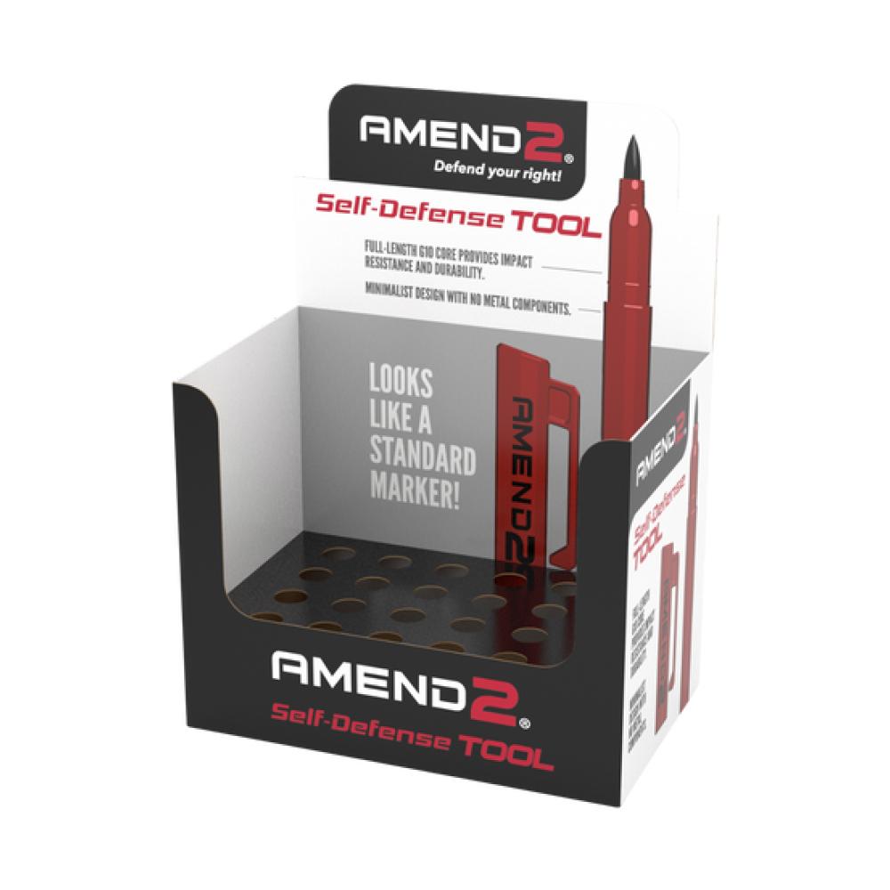 Amend2 G10 Red Reinforced Self-Defense Tool 24/ct Display Picture of C&E Innovations DBA Amend2 Amend2 Self-Defense Tool POS Display Containing 24 G10 Red Reinforced