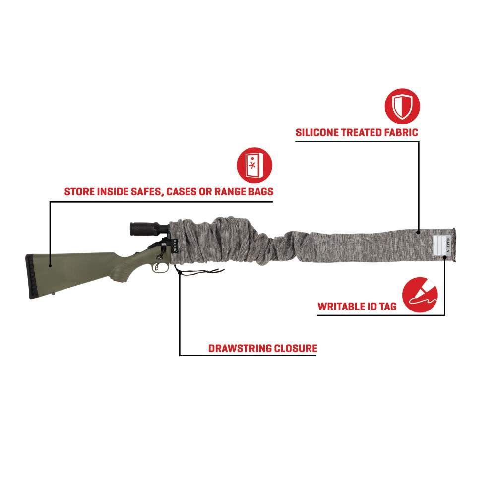 Allen Rifle Gun Sock with Writeable ID Label 52" Grey Picture of The Allen Company Inc. ALLEN STRETCH KNIT GUN SOCK 52IN GRAY