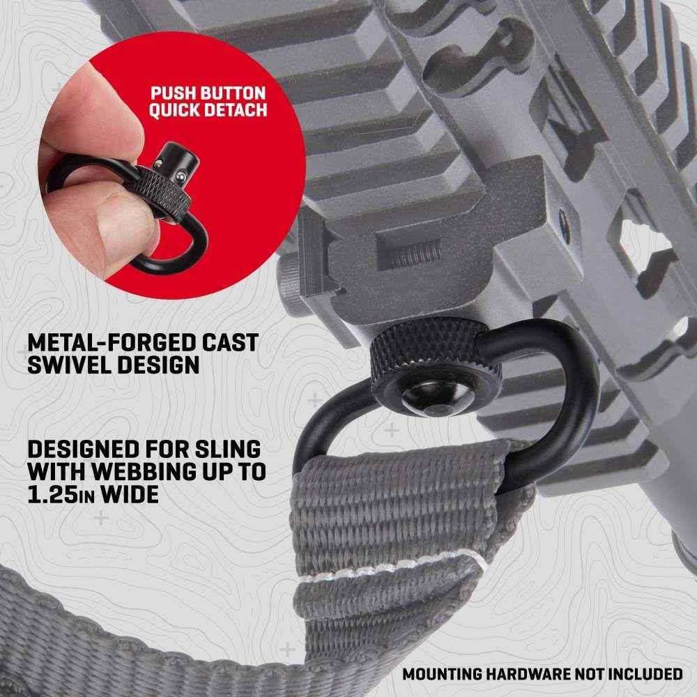 Allen Push Button QD Steel Gun Swivels 1.25" Black 2/ct Picture of The Allen Company Inc. QD SWIVELS 1.25IN