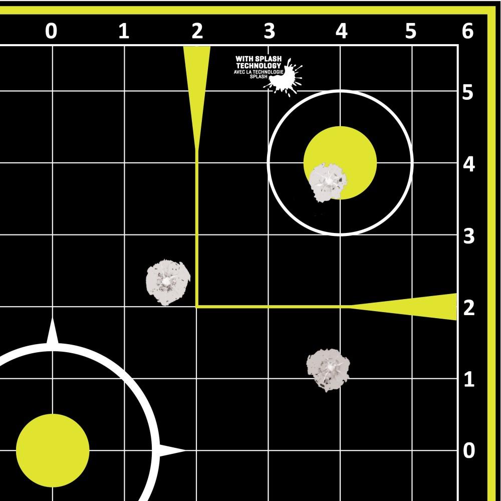 Allen EZ Aim Non-Adhesive Splash Target 12.5" Black and Yellow 30 per Pad Picture of The Allen Company Inc. ALLEN EZAIM SPLASH REACTIVE 12.5 INCH SIGHT GRID 30 PER PAD