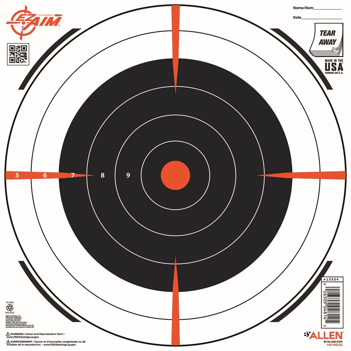 Allen EZ Aim paper Bullseye Target Pad 12x12 100 per Pad Picture of The Allen Company Inc. ALLEN EZAIM PAPER 12 X 12 BULLSEYE TARGET 100 PER PAD