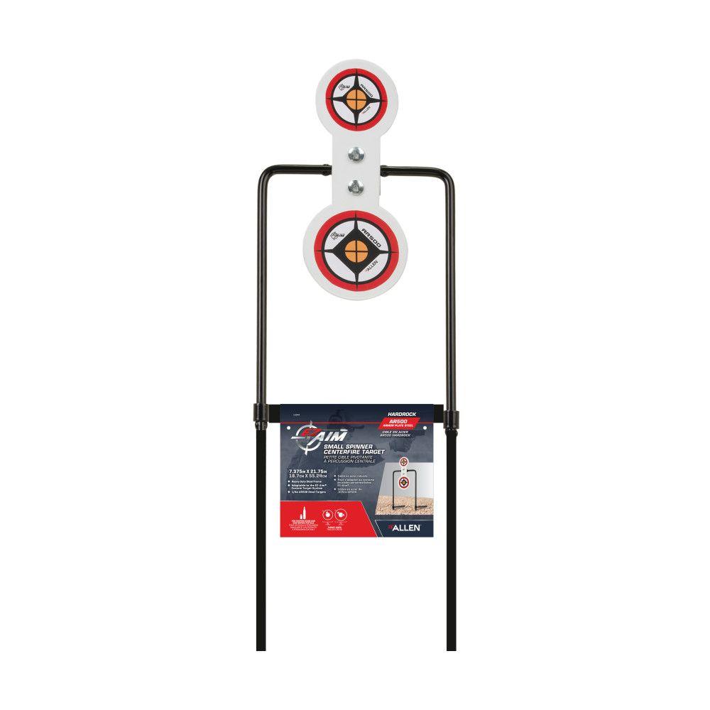Allen EZ-Aim Hardrock AR500 Round Spinner Targets & Stand for Rimfire Rounds & Centerfire Pistols 7.375"W x 21.75"H White/Red/Black Picture of The Allen Company Inc. HARDROCK AR500 CENTERFIRE SPINNER TARGET SMALL