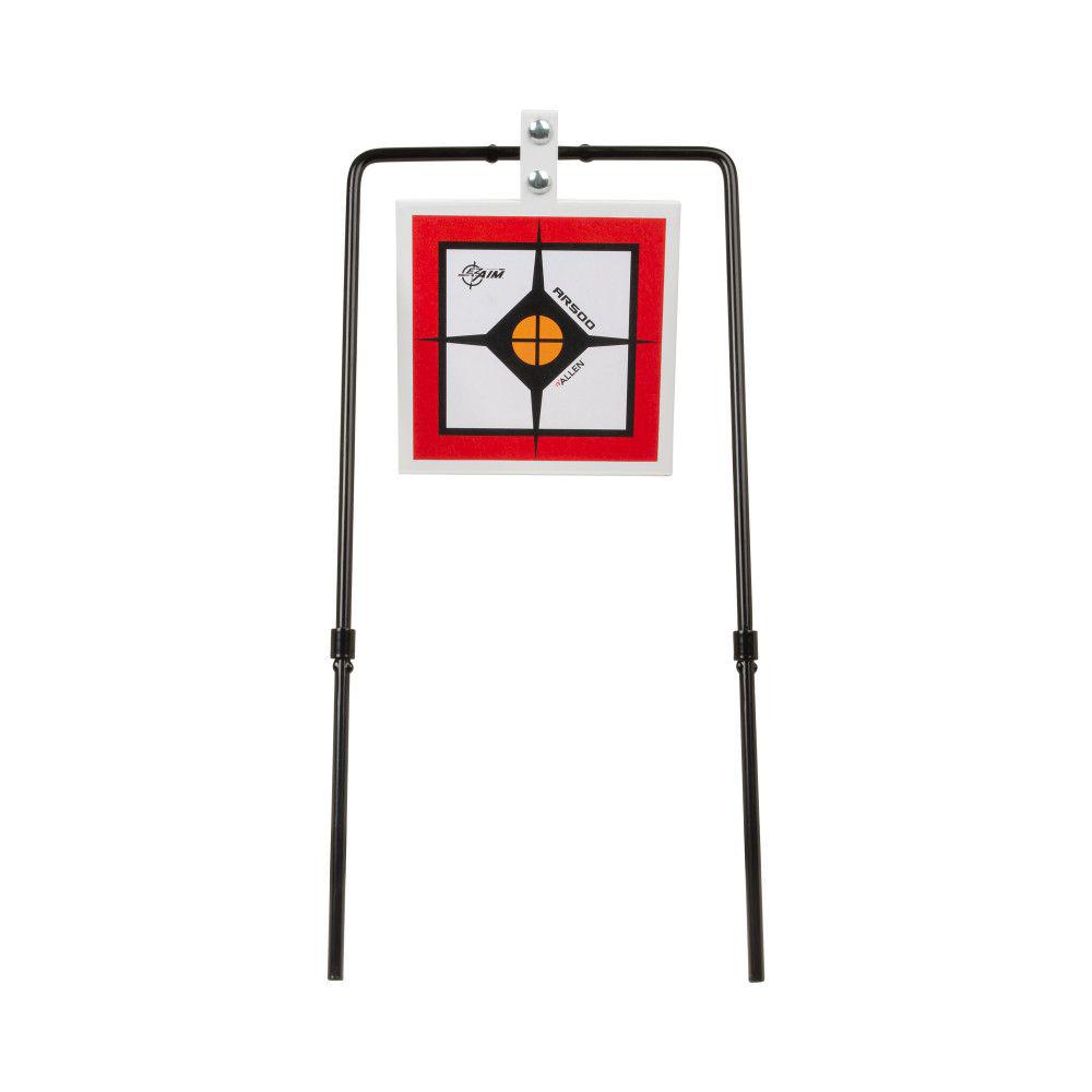 Allen EZ-Aim Hardrock AR500 Square Spinner Target & Stand for Rimfire Rounds & Centerfire Pistols 9.5"W x 20"H White/Red/Black Picture of The Allen Company Inc. HARDROCK AR500 7 INCH SQUARE PLATE WITH STAND