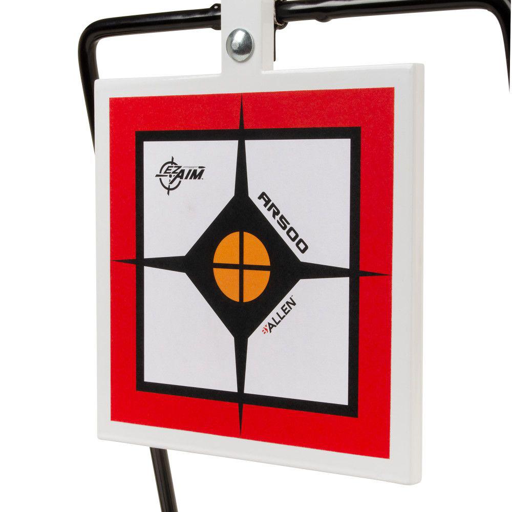 Allen EZ-Aim Hardrock AR500 Square Spinner Target & Stand for Rimfire Rounds & Centerfire Pistols 9.5"W x 20"H White/Red/Black Picture of The Allen Company Inc. HARDROCK AR500 7 INCH SQUARE PLATE WITH STAND
