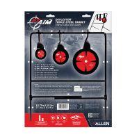 EZ-Aim Triple Deflector Spinner Target System Rimfire .22 Cal. & Air Guns 10.75"W x 12.5"H - Black/Red Picture of The Allen Company Inc. DEFLECTOR TRIPLE STEEL TARGET