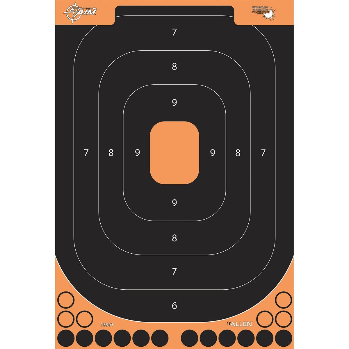 Allen Adhesive Splash Handgun Training Target 12x18" Orange and Black 5/ct Picture of The Allen Company Inc. ALLEN ADHESIVE SPLASH HANDGUN TRAINING TARGET 12 X 18 INCH 5 PER PACK