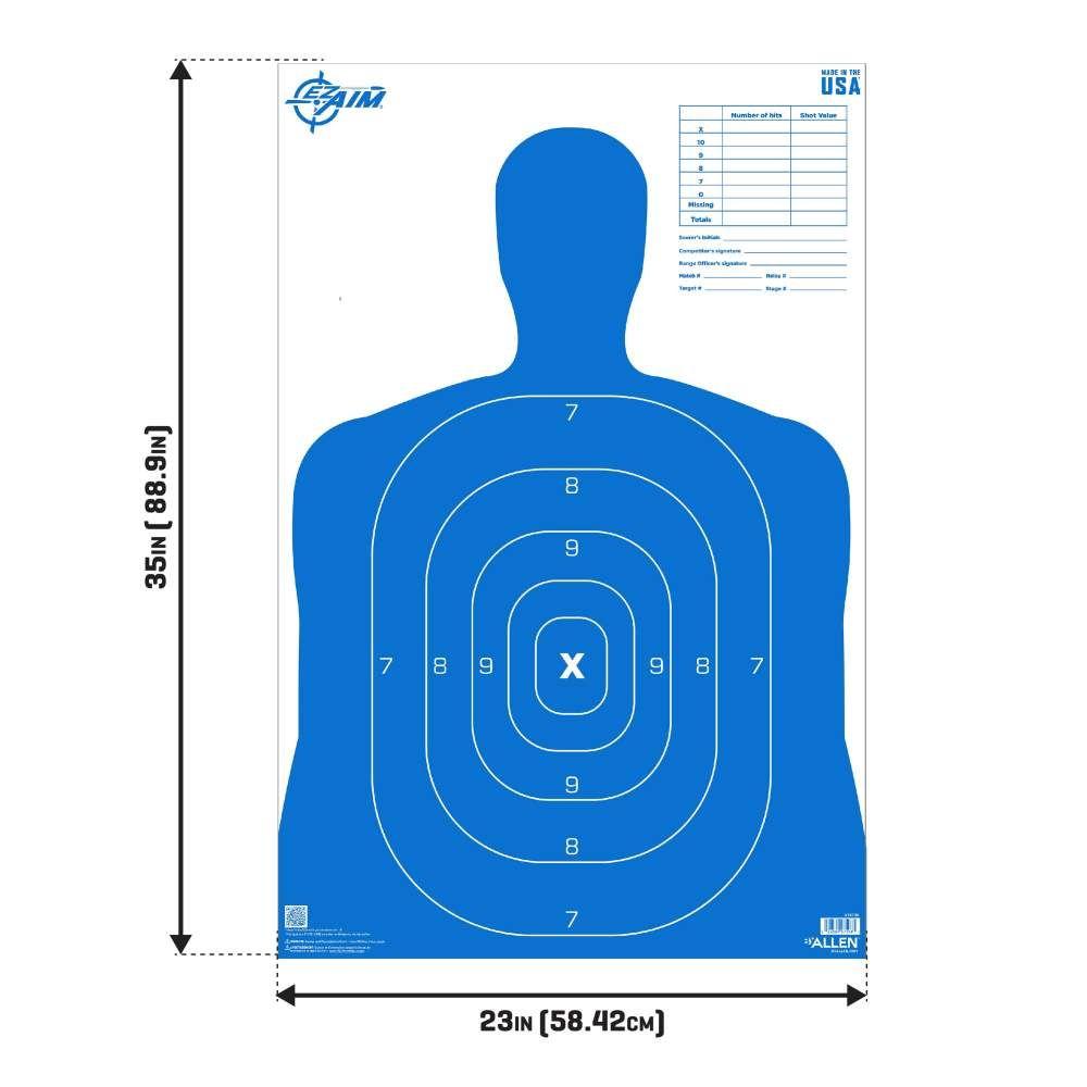 Allen EZ Aim B27 Pro Silhouette Paper Target Blue 23" x 35" 50/ct Picture of The Allen Company Inc. ALLEN EZ AIM SILHOUETTE B27 PAPER TARGET 23 X 35 50 PER PACK