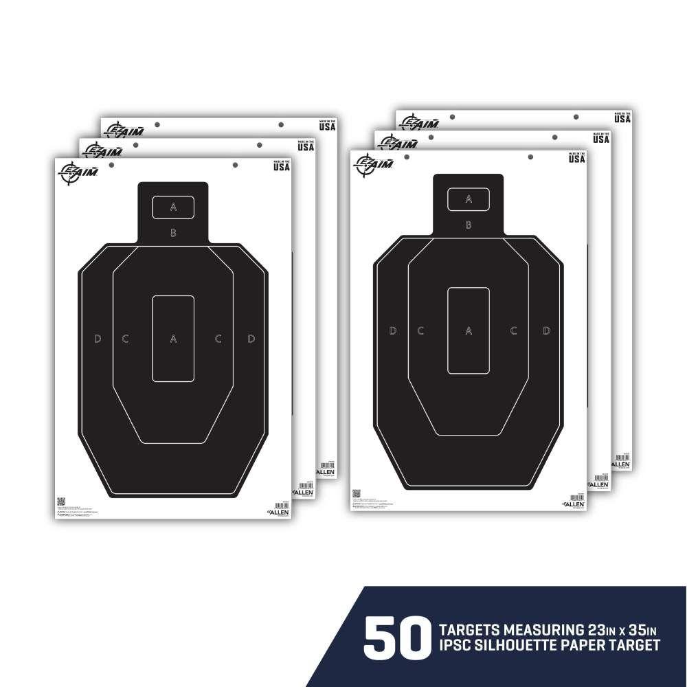 Allen EZ Aim IPSC Silhouette Target 23" x 35" 50/ct Picture of The Allen Company Inc. ALLEN EZ AIM IPSC SILHOUETTE TARGET 23 X 35 50 PACK