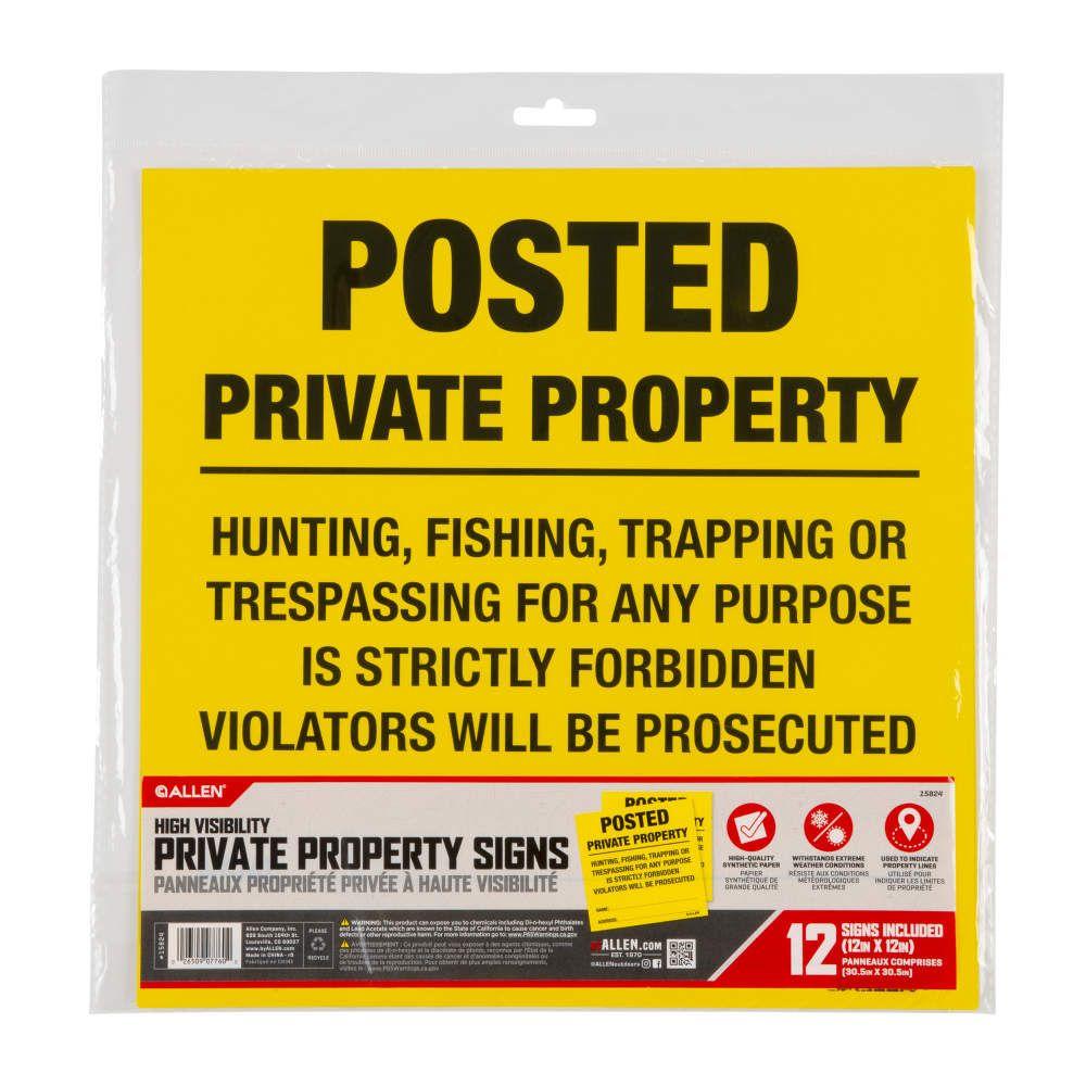 Allen Posted No Trespassing Yard Sign 12" x 12" 12/ct Picture of The Allen Company Inc. ALLEN POSTED NO TRESPASSING SIGN 12 PACK