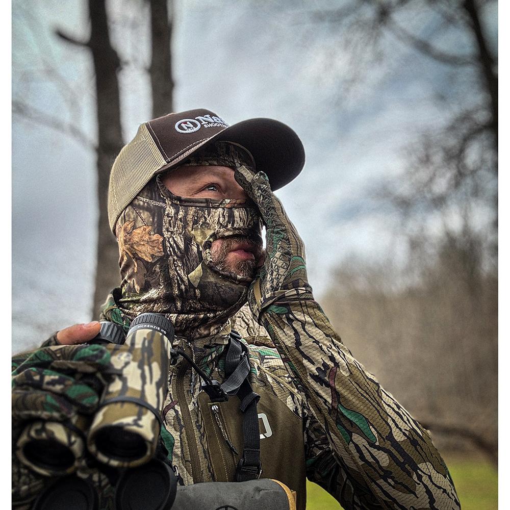 Allen Stretch Fit Full Head Net / Spandex with 2 Holes - Mossy Break-Up Oak Country Picture of The Allen Company Inc. STRETCH FIT FULL HEAD NET SPANDEX WITH 2 HOLES MOSSY OAK COUNTRY
