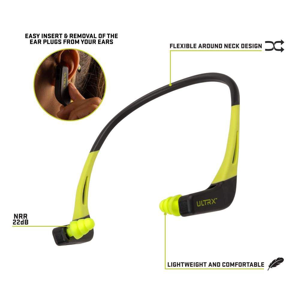 Allen ULTRX Wave Banded Passive Ear Plugs 22dB Grey Yellow Picture of The Allen Company Inc. ULTRX Wave Banded Ear Plugs - Gray/Yellow