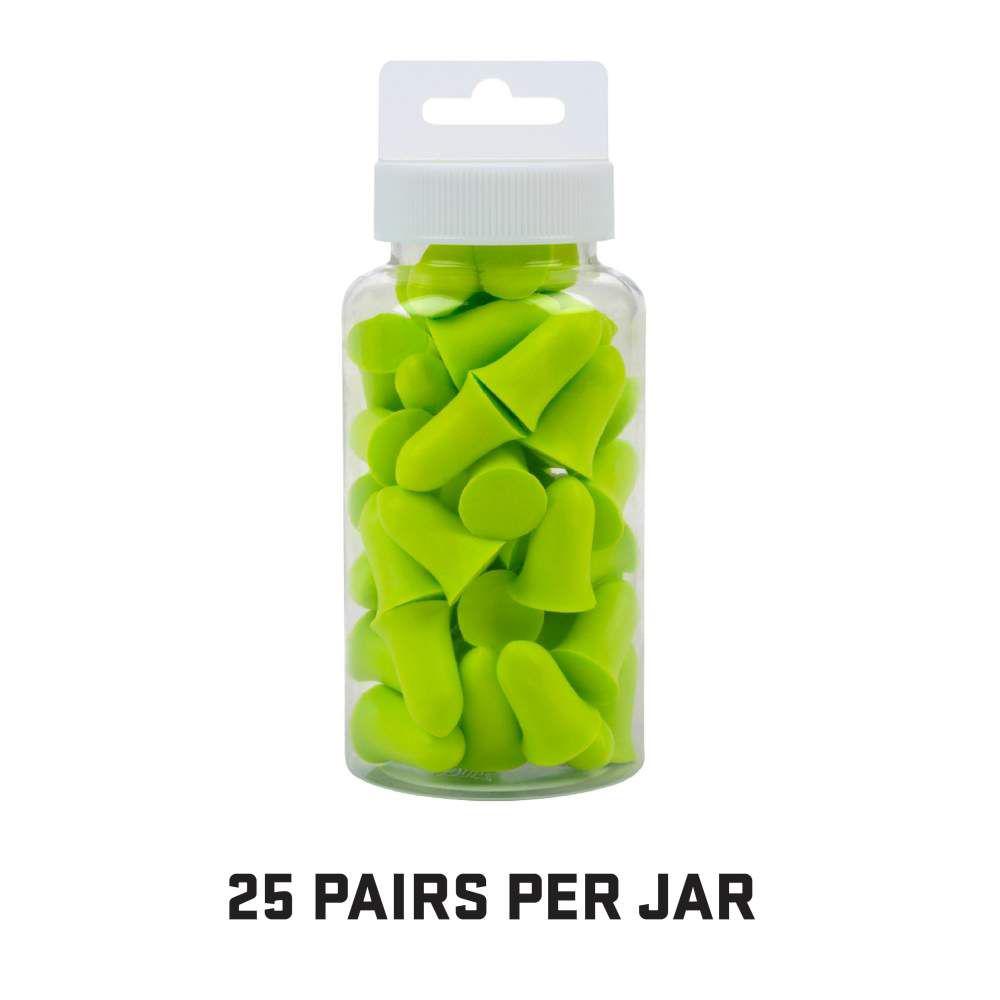 Allen ULTRX Tapered Foam Ear Plugs 32dB Lime 25 Pairs Jar Picture of The Allen Company Inc. UltrX Tapered Foam Ear Plugs - 25 Pairs Jar - Lime