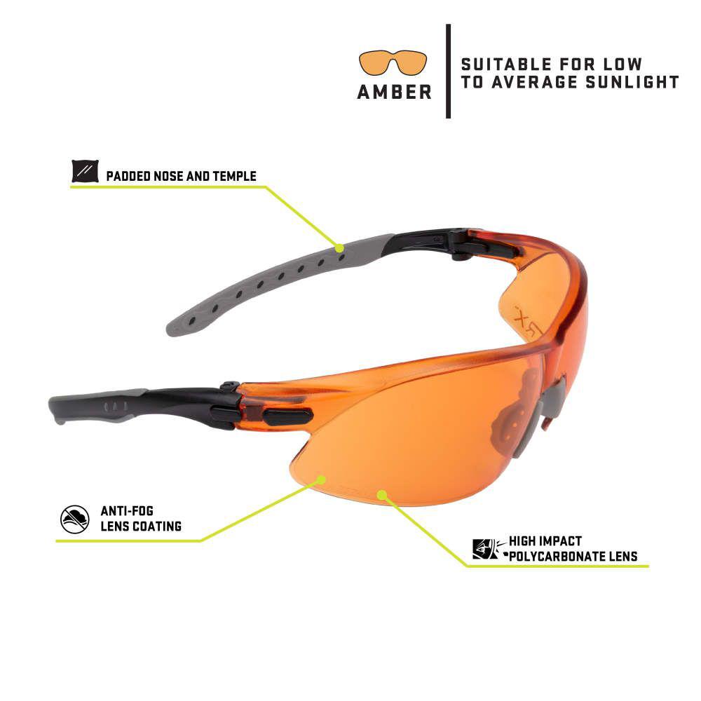 Allen ULTRX Keen Safety Glasses Black with Amber Lenses Picture of The Allen Company Inc. ULTRX Keen Safety Glasses - Amber