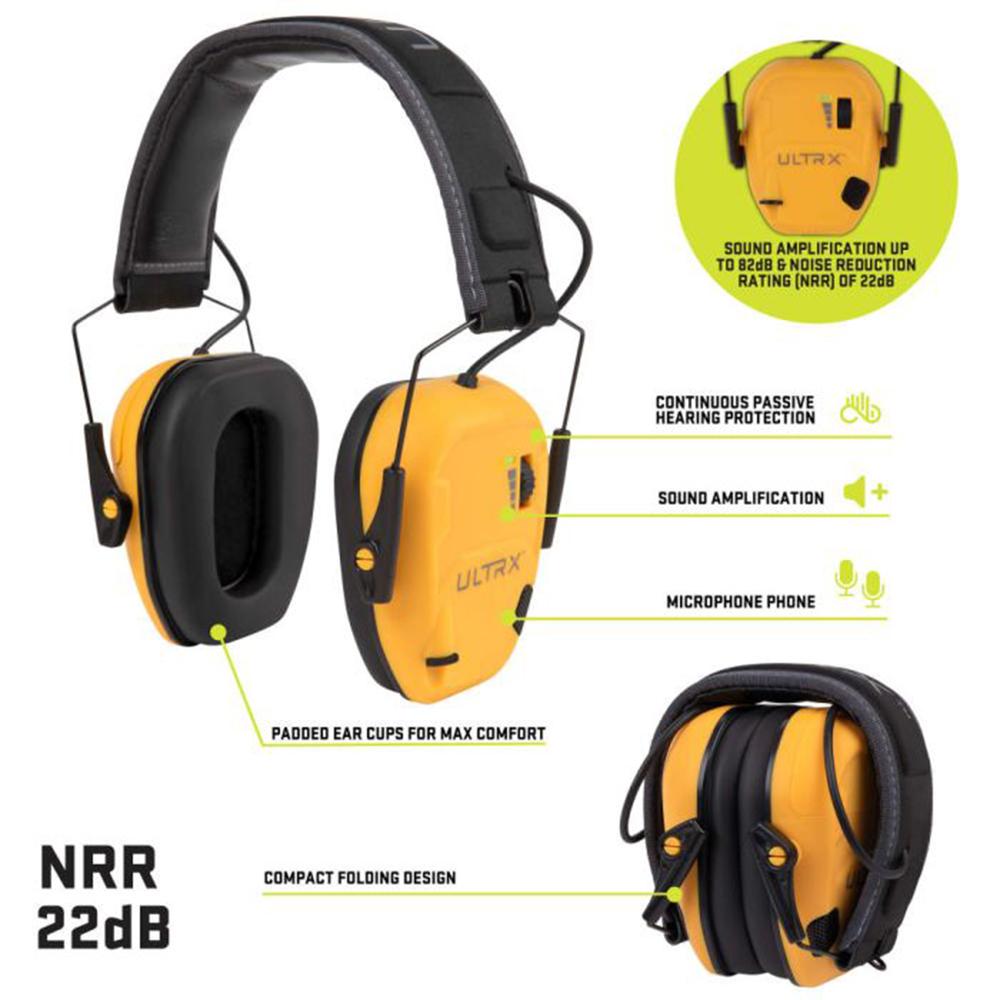Allen ULTRX Bionic Electronic Ear Muffs 22dB Yellow Picture of The Allen Company Inc. ULTRX Bionic Electronic Earmuff - Interstate Yellow