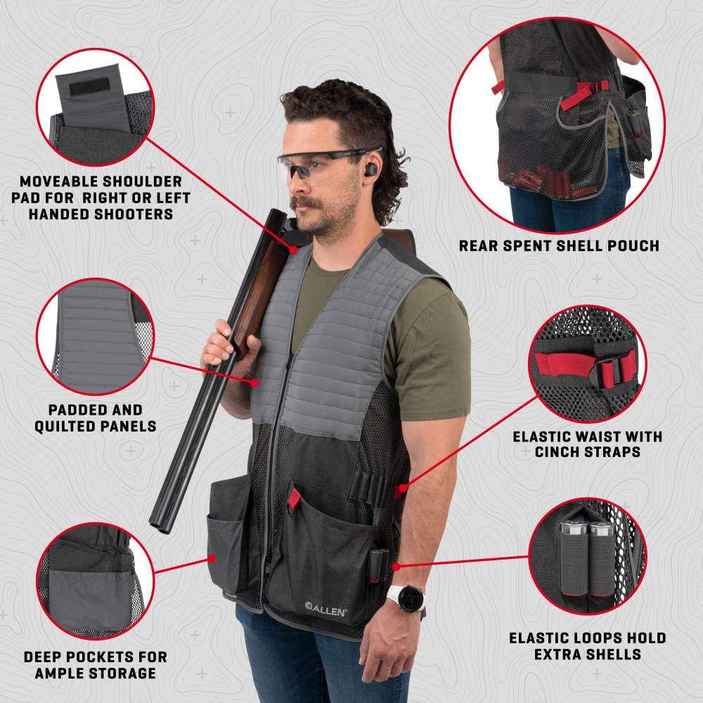 Allen Competitor Shooting Vest M/L Grey Picture of The Allen Company Inc. ALLEN COMPETITOR SHOOTING VEST - R OR L - M/L - GRAY