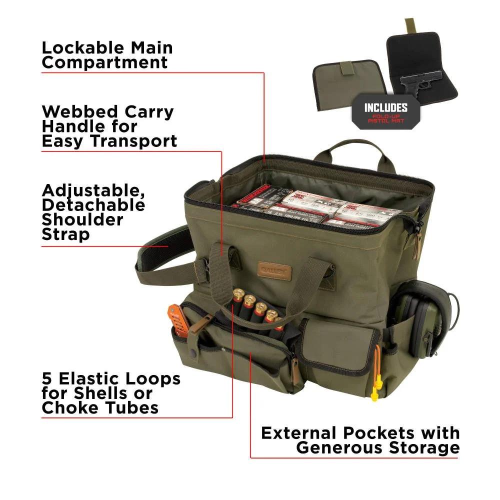 Allen Triumph Ripstop Range Bag with Handgun Mat Olive Green Picture of The Allen Company Inc. ALLEN TRIUMPH RANGE BAG WITH PISTOL MAT GREEN RIPSTOP