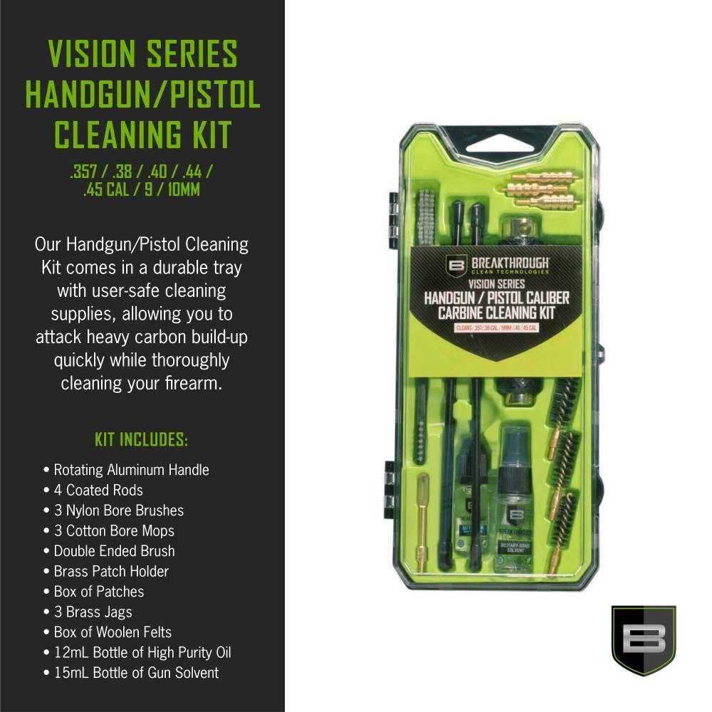 Breakthrough Clean Technologies Vision Series Handgun Caliber Carbine Kit 9mm Luger/.35/.38/40/.45 Caliber Picture of The Allen Company Inc. VISION SERIES HARD-CASE HANDGUN/PISTOL CALIBER CARBINE CLEAN KIT 357/40/45
