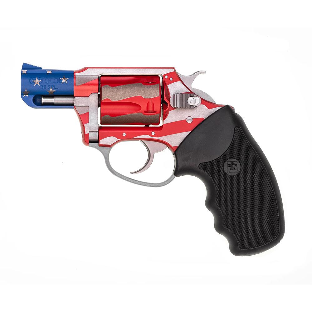 Charter Arms Old Glory Handgun .38 Spl 5rd Capacity 2" Barrel Red/White/Blue Finish Picture of Charter Arms OLD GLORY 38SPL 2" 5/shot Red / White / Blue