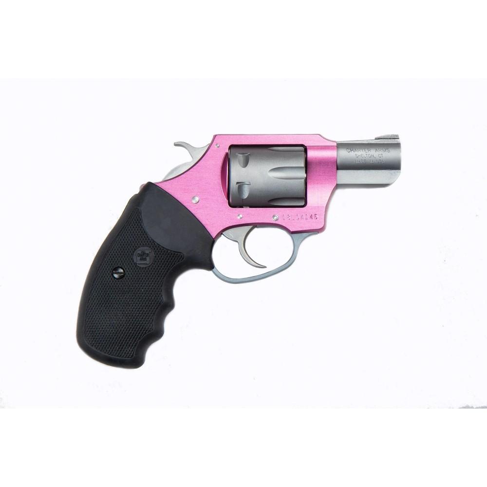 Charter Arms Pink Lady Handgun .22 LR 8rd Capacity 2" Barrel Pink with Full Size Black Grip REFURBISHED Picture of Charter Arms The Pink Lady .22 LRPink/Stainless Steel 2in Brl Referb.