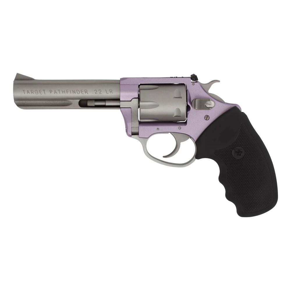 Charter Arms Target Pathfinder .22 LR 6rd Capacity 4.2" Barrel Lavender with Full Black Grip REFURBISHED Picture of Charter Arms Lavender Lady .22 LRLavender/Stainless Steel 4.2in Brl Referb.