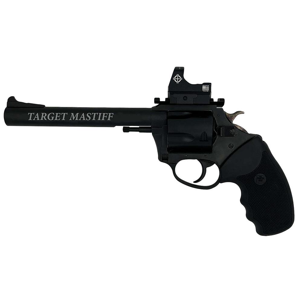 Charter Arms Target Mastiff Handgun 9mm Luger 5rd Magazine 6" Barrel Black with Optic Picture of Charter Arms Charter Target Mastiff 6in 5 Shot 9mm Blacknitride Picatinny Optic