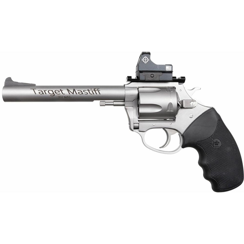 Charter Arms Target Mastiff Handgun .357 Mag 5rd Magazine 6" Barrel Stainless with Optic Picture of Charter Arms Charter Target Mastiff 6in 5 Shot .357 MAG Stainless Picatinny Optic