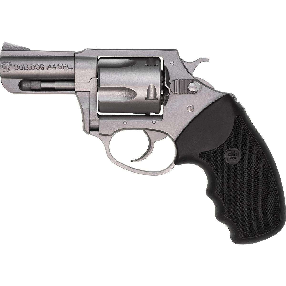 Charter Arms Bulldog Handgun 44 Spl 5/rd Capacity 2.5" Barrel Silver with Black Grip Picture of Charter Arms BULLDOG 44SPL SS 2.5 FULL GRIP