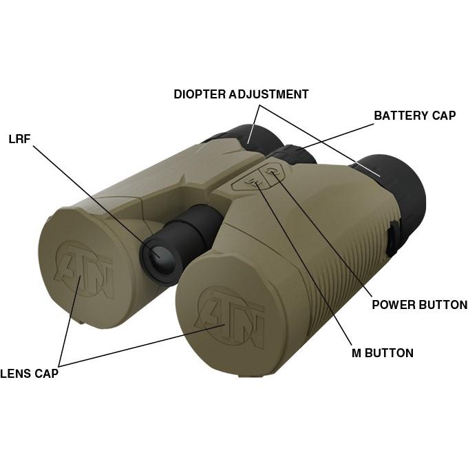ATN Rangefinder Binocular 10x42 Laser Ballistics 3000m w/Bluetooth Picture of American Technologies Network ATN Binoculars - Rangefinding 10x42 Laser Ballistics 3000m w/Bluetooth