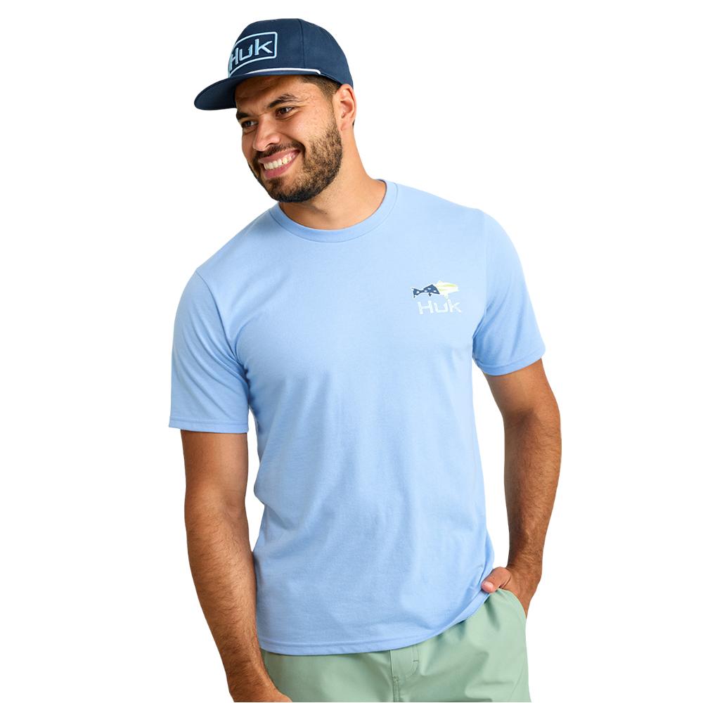 Huk Fish Flag Short Sleeve Shirt Marolina Blue L Picture of Marolina DBA HUK HUK FISH FLAG TEE MAROLINA BLUE SS L