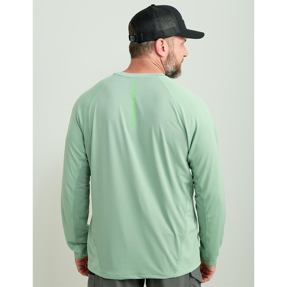 Huk Icon Crew Long Sleeve Shirt Fog Green L Picture of Marolina DBA HUK HUK ICON LS CREW FOG GREEN LS L
