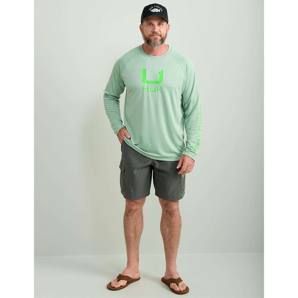 Huk Icon Crew Long Sleeve Shirt Fog Green XL Picture of Marolina DBA HUK HUK ICON LS CREW FOG GREEN LS XL