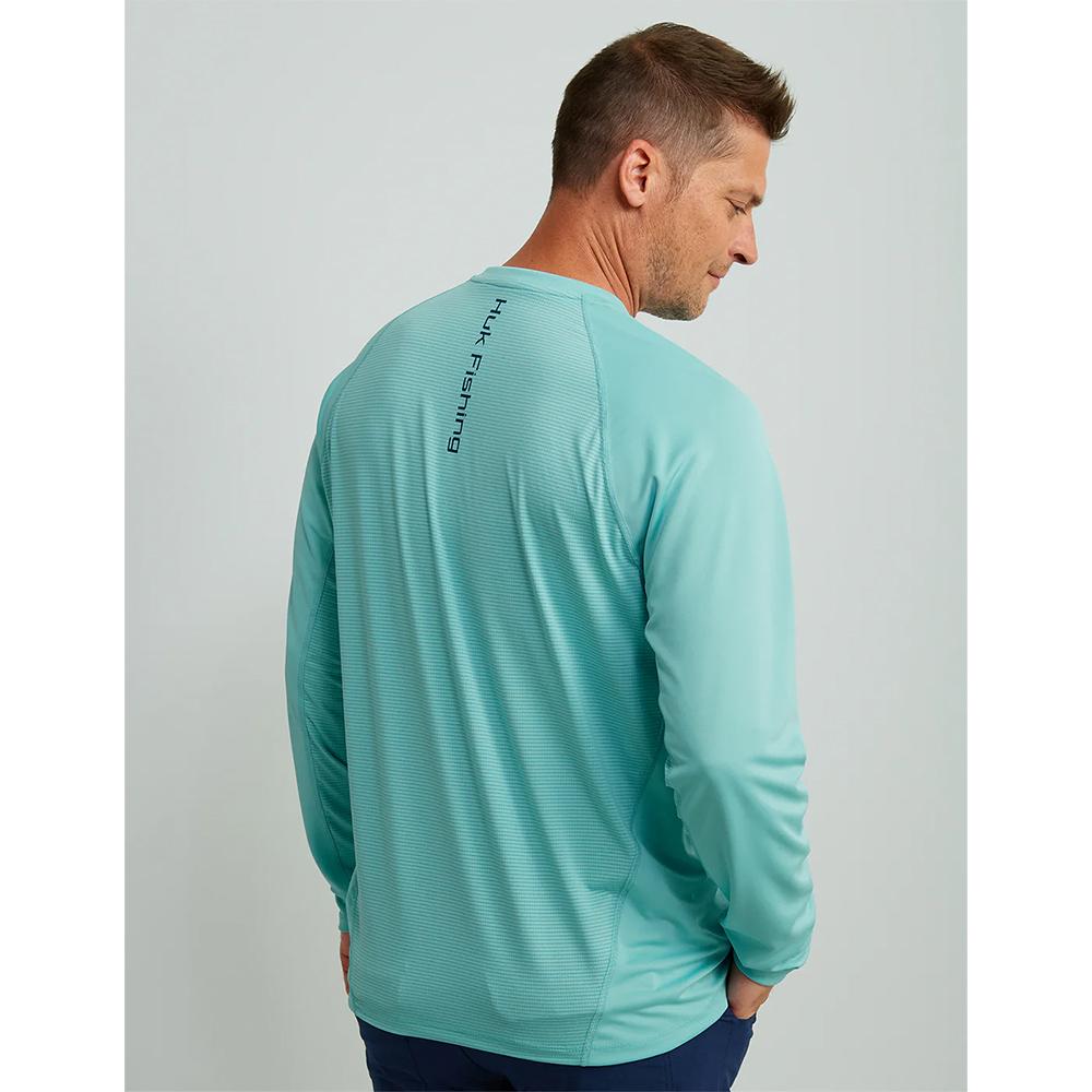 Huk Icon Crew Long Sleeve Shirt Marine Blue 2XL Picture of Marolina DBA HUK HUK ICON LS CREW MARINE BLUE XXL