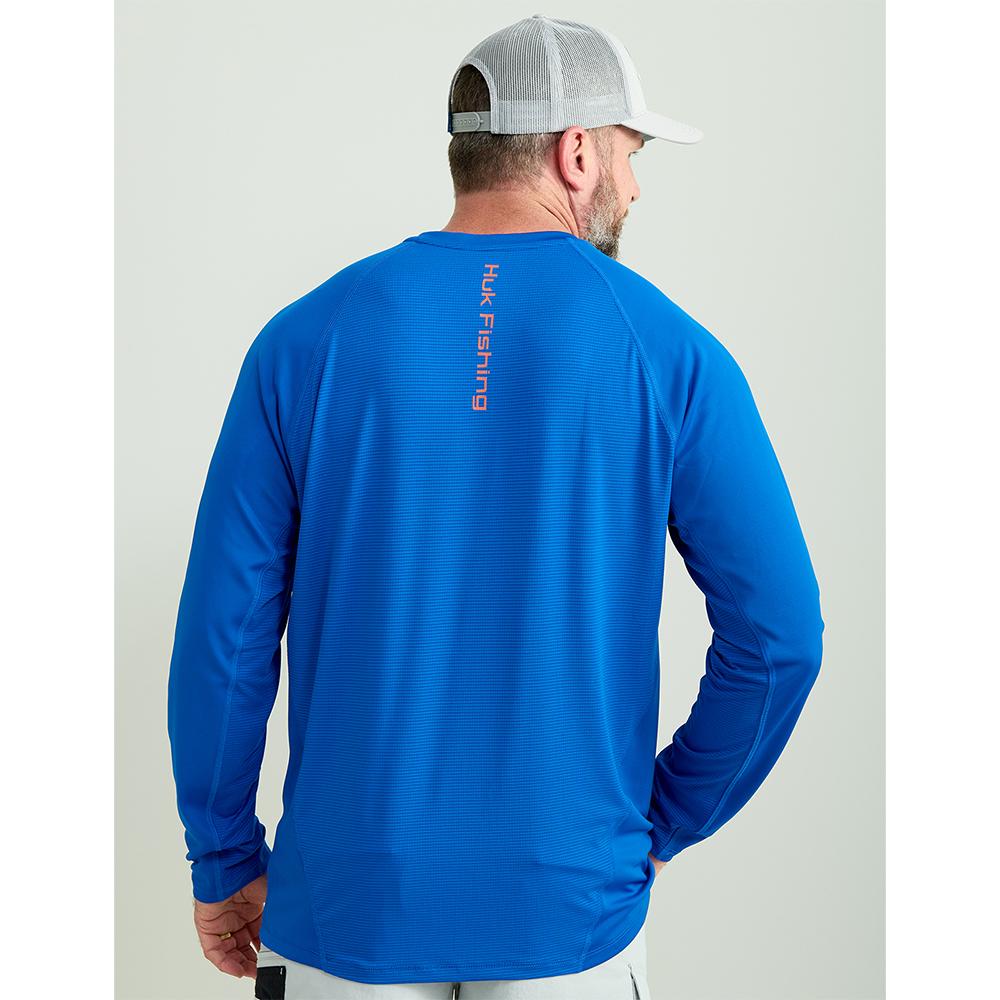 Huk Icon Crew Long Sleeve Shirt Ocean Blue M Picture of Marolina DBA HUK HUK ICON LS CREW OCEAN BLUE LS M
